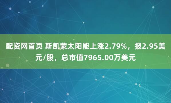 配资网首页 斯凯蒙太阳能上涨2.79%，报2.95美元/股，总市值7965.00万美元