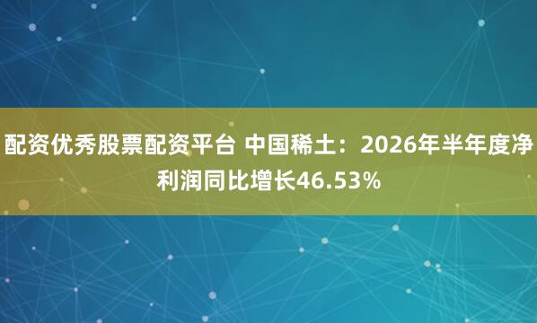 配资优秀股票配资平台 中国稀土：2026年半年度净利润同比增长46.53%
