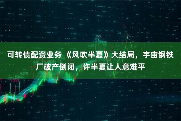 可转债配资业务 《风吹半夏》大结局，宇宙钢铁厂破产倒闭，许半夏让人意难平